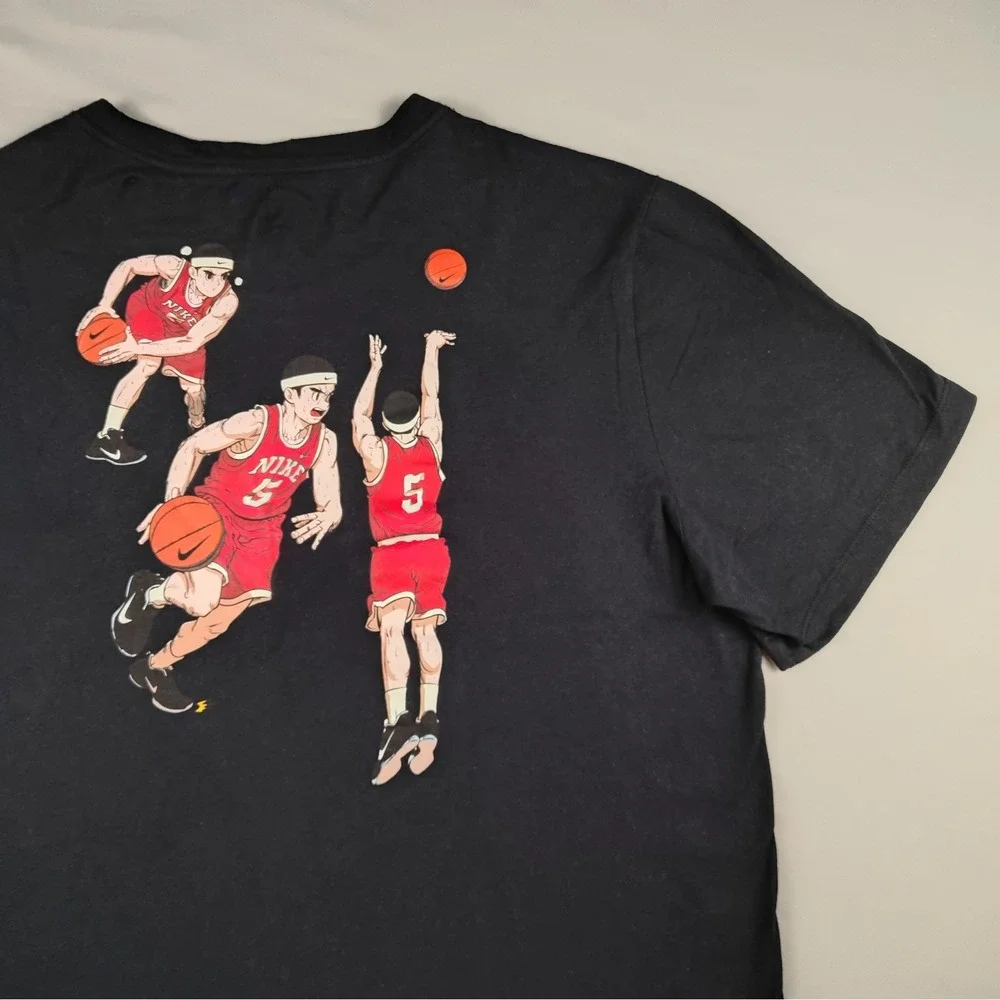 Nike Anime Basketball Graphic T Shirt Mens XL Black Swoosh Sports Cotton Tee